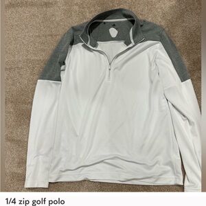White and Gray 1/4 Zip Golf Polo